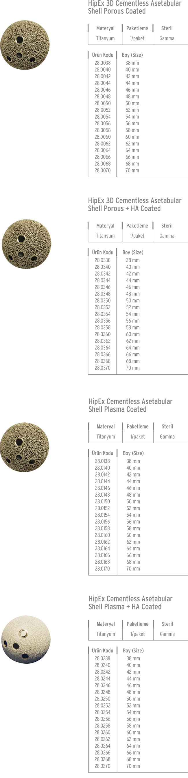 HIPEX 3D CEMENTLESS ASETABULAR