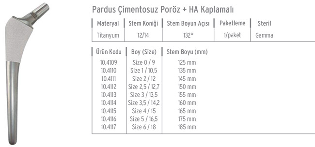 Pardus Porous & Ha Çimentosuz Kalça Protezi