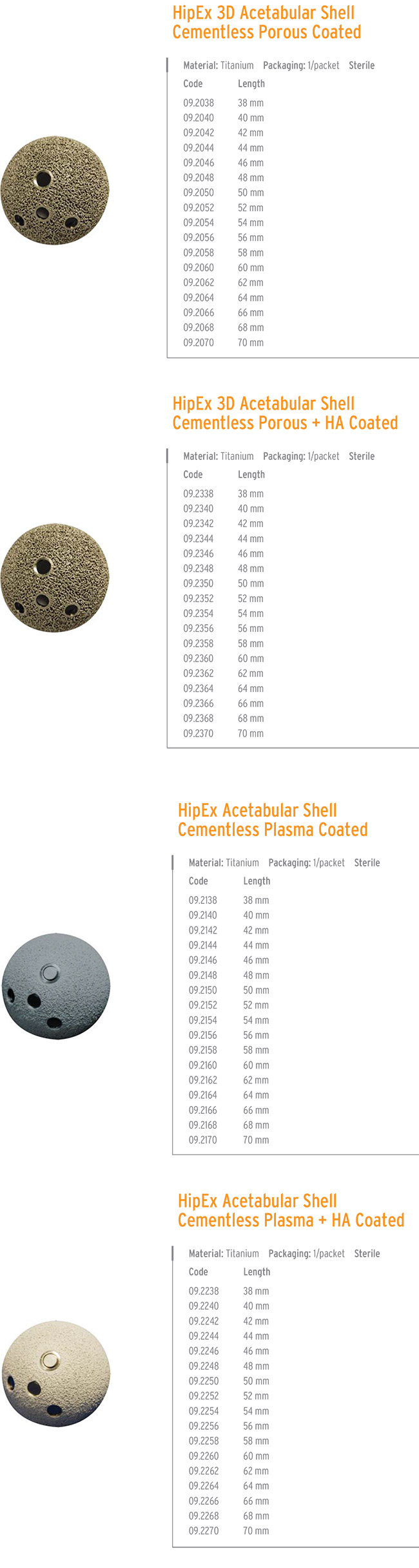 HIPEX 3D CEMENTLESS ASETABULAR